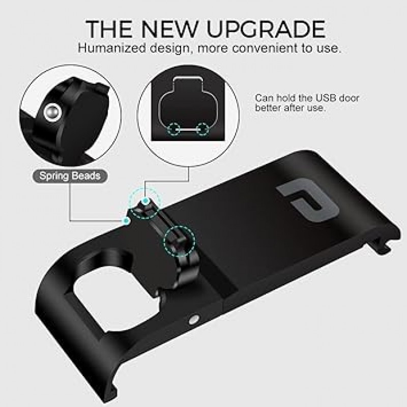 ParaPace 교체용 사이드 도어 GoPro Hero 11/10/9 black 용 블랙 분리 가능 Type-C USB 충전 포트 배터리 커버 방진 디자인 어댑터 포함 수리 부품 카메라 액세서리