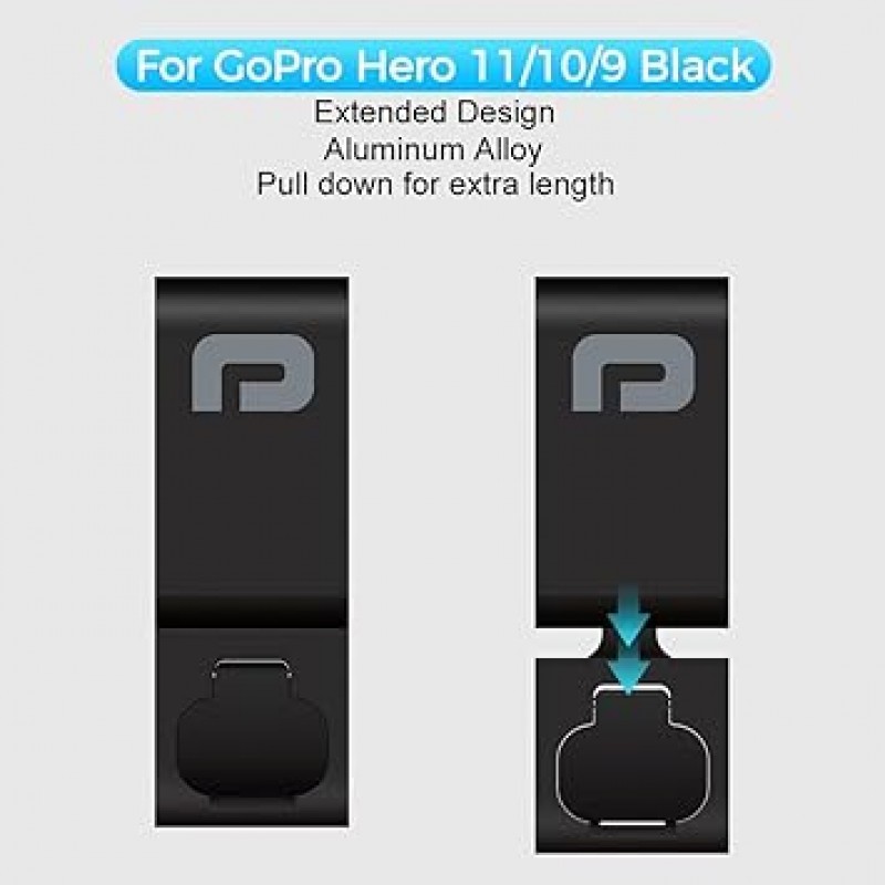 ParaPace 교체용 사이드 도어 GoPro Hero 11/10/9 black 용 블랙 분리 가능 Type-C USB 충전 포트 배터리 커버 방진 디자인 어댑터 포함 수리 부품 카메라 액세서리