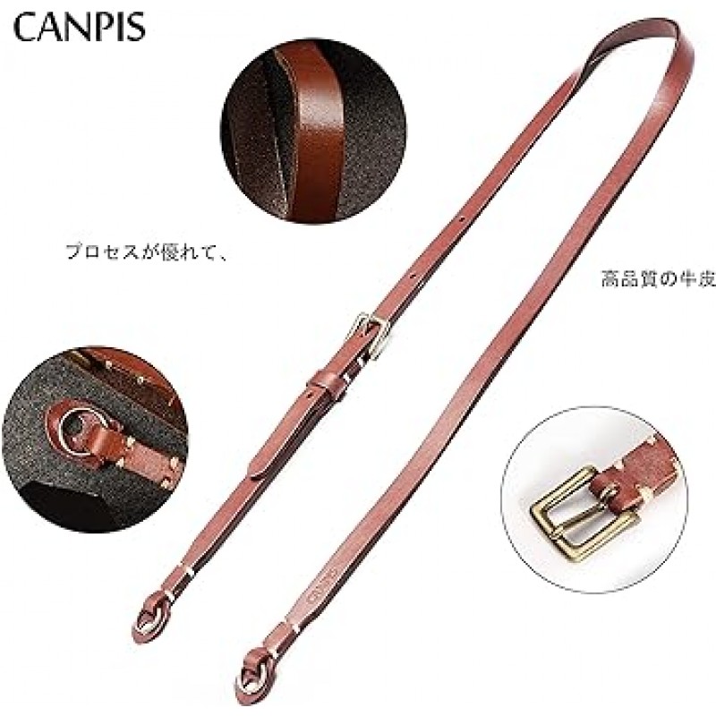 CANPIS CP006 넥 스트랩, 카메라 스트랩, 정품 가죽, 조절 가능, 핸드메이드, 컴팩트, SLR 및 미러리스 SLR용, 브라운