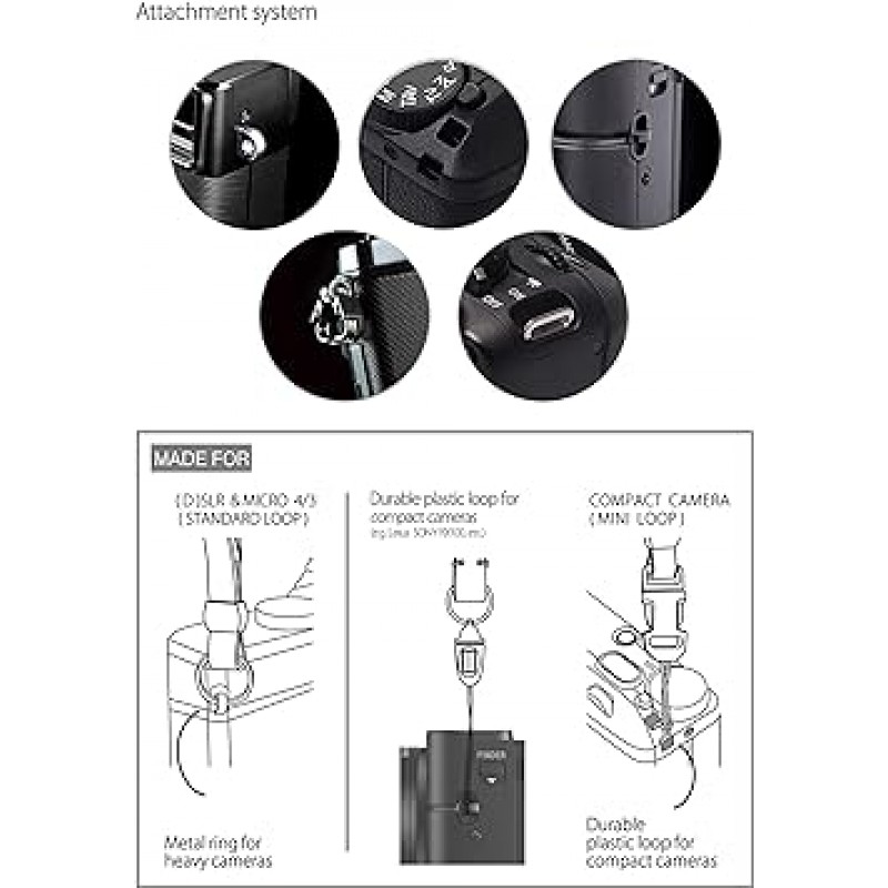 CANPIS CP006 넥 스트랩, 카메라 스트랩, 정품 가죽, 조절 가능, 핸드메이드, 컴팩트, SLR 및 미러리스 SLR용, 브라운