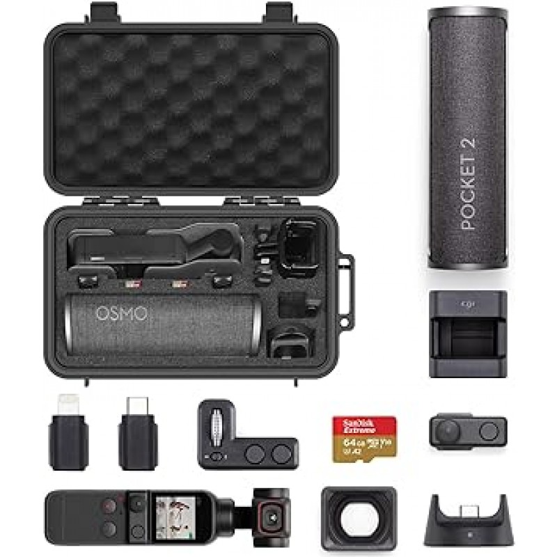 Smatree Dji Osmo Pocket 2 방수 케이스, 하드 케이스, 모든 포켓 2/1 액세서리용 보관 케이스, 2리터 용량, 완전 보호, 충격 방지, 완전 방수, 간편한 휴대