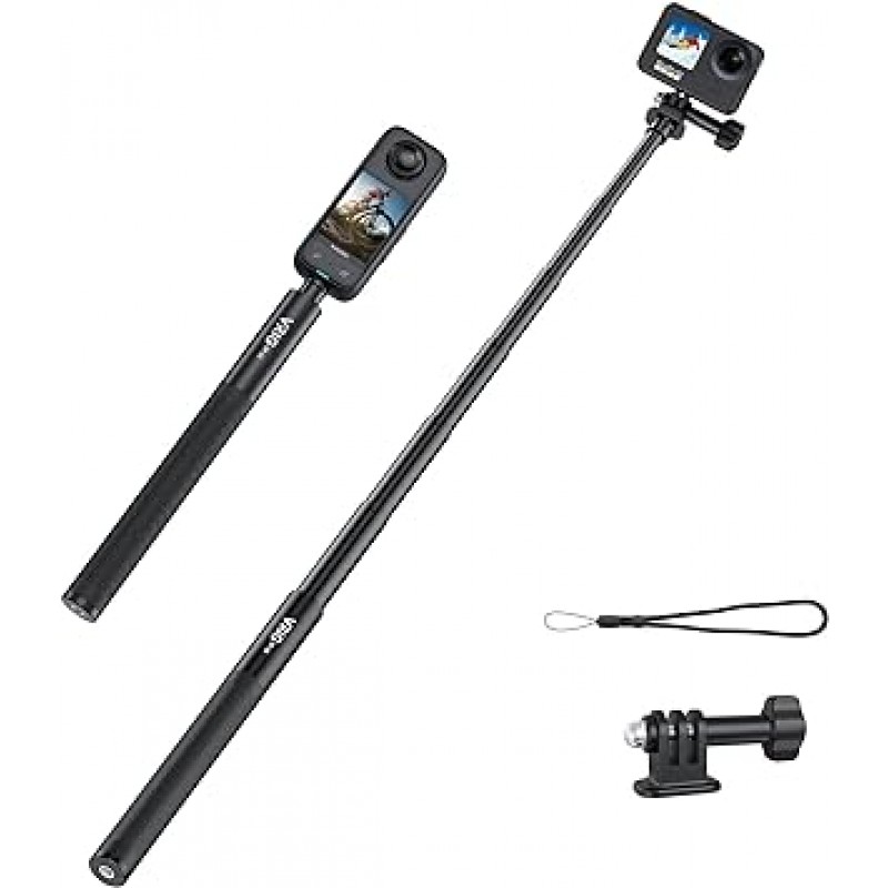 Insta360 GoPro, 131cm(51.6인치) 셀카봉, 액션 카메라 셀카봉, 6단계 확장 가능, GoPro 액세서리, Insta360용 셀카봉, 액션 카메라, 셀카봉, 휴대하기 쉬움, 완벽한 셀카, 사진 녹화, 라이브 스트리밍, 호환 가능 GoPro Hero, DJI Action 2, Insta360 등