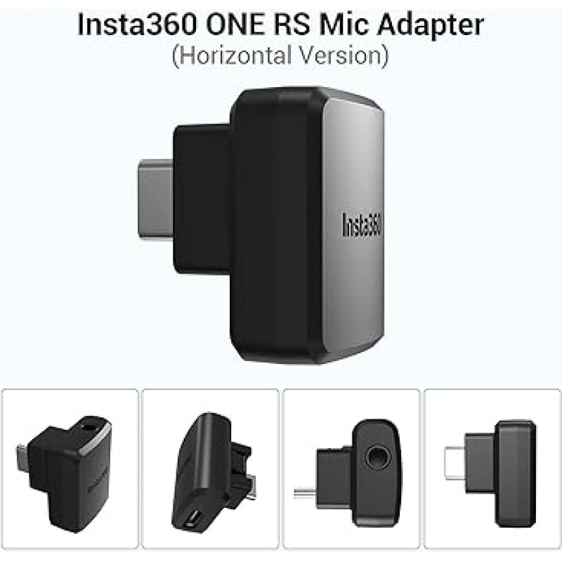 CYNOVA Insta360 ONE RS 마이크 어댑터(가로) Insta360 One R 전용 0.1인치(3.5mm) / Type-C 변환 어댑터, 충전 및 녹음, 외부 마이크 장착, 컨버터, RS One 액세서리