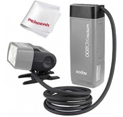 Godox EC200 200W 확장 플래시 헤드 AD200 베어 헤드 및 스피드라이트 헤드용 2M 길이 케이블 Godox AD200 및 AD200pro 호환(AD200 Stropo는 포함되지 않음) PERGEAR 청소용 천 포함[병행수입]