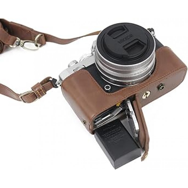 Nikon Zfc Z fc SLR 카메라 케이스와 호환 카메라 커버 카메라 가방 카메라 홀더 [KOOWL] 핸드메이드 가죽 카메라 풀 케이스 액세서리: 숄더 스트랩 + 보관 케이스, 스타일리시, 컴팩트, 방수, 진동 방지, 호환 렌즈 모델: Z DX 16-50mm f/3.5-6.3 VR(커피)