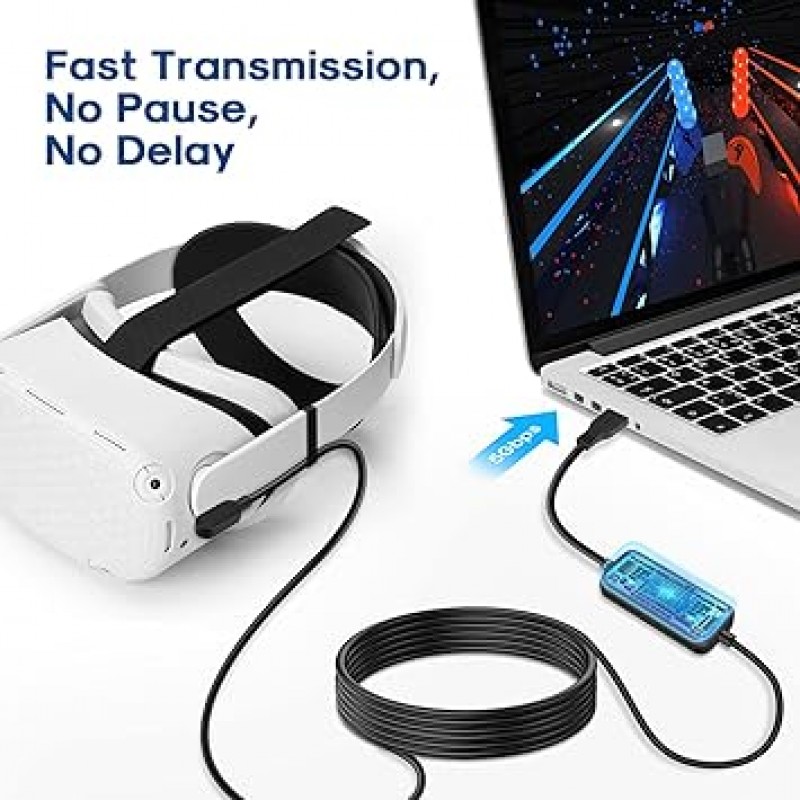 Meta/Ocular Quest 2/Pro 액세서리용 16FT 링크 케이블, VR 헤드셋 및 게임용 PC용 USB 3.0-USB C 케이블, 고속 데이터 전송 및 고속 충전 MYPIN과 호환 가능