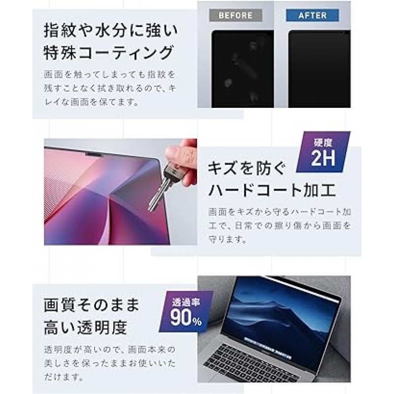 HOGOTECH MacBook Air Pro 13인치 M1 보호 필름, Anti-Glare, Blue Light Reduction, Anti-Glare, Anti-Glare, Made in Japan