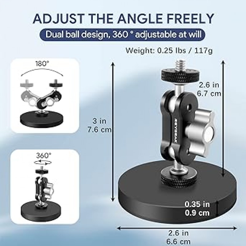 REYGEAK 자기 흡입 컵 마운트, 흡입 컵 마운트, GoPro 액세서리용 차량용 마운트, 액션 카메라 마운트, 강력한 자기 Vlog 마운트, GoPro Hero 11, Black Hero 10/9/8/7/6/5, DJI Osmo Action2 3과 호환 가능, 인스타 360, ONE R, RS X2, X3, GO2 등