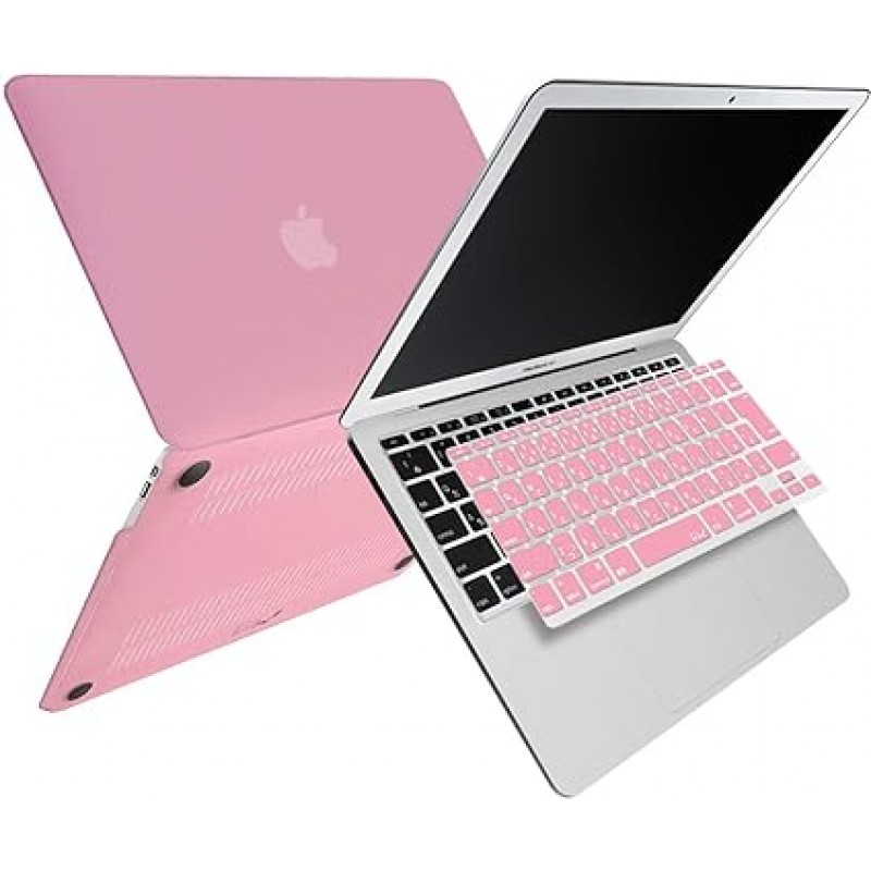 MS Factory MacBook 매트 하드쉘 PC 케이스 + 일본어 키보드 커버(미국 레이아웃은 보장되지 않음), 오리지널 RMC 시리즈 색상, Apple MacBook Air/Pro/Retina 11, 12, 13, 15인치용, RMC-SETA11MPK, 안전 핑크