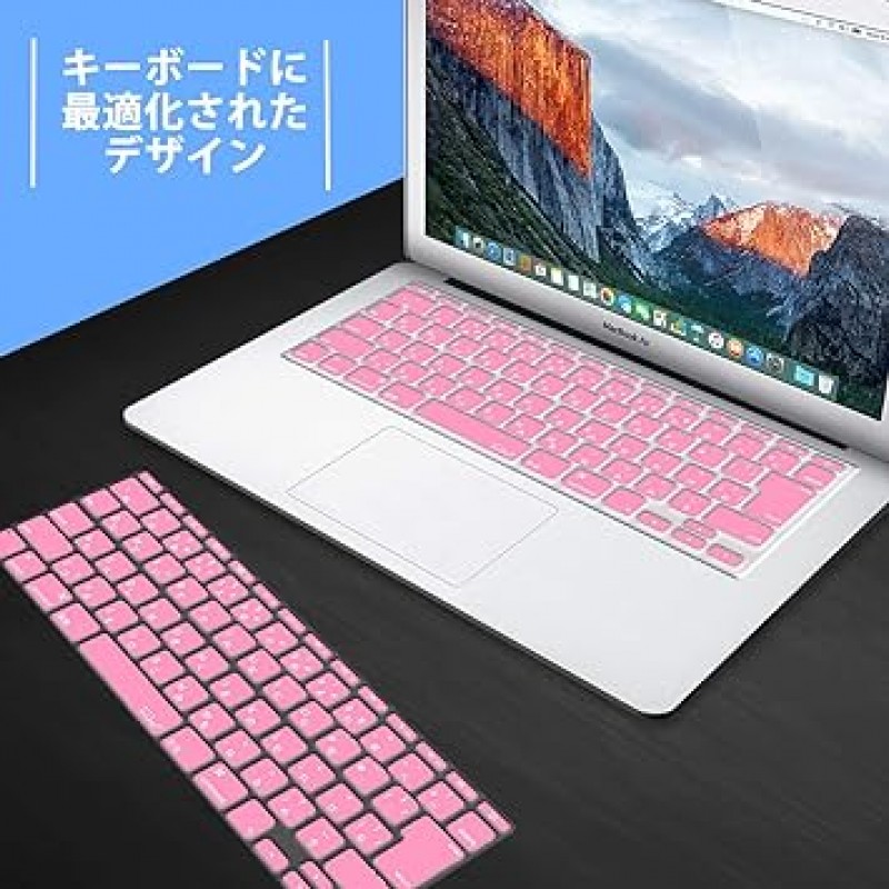 MS Factory MacBook 매트 하드쉘 PC 케이스 + 일본어 키보드 커버(미국 레이아웃은 보장되지 않음), 오리지널 RMC 시리즈 색상, Apple MacBook Air/Pro/Retina 11, 12, 13, 15인치용, RMC-SETA11MPK, 안전 핑크