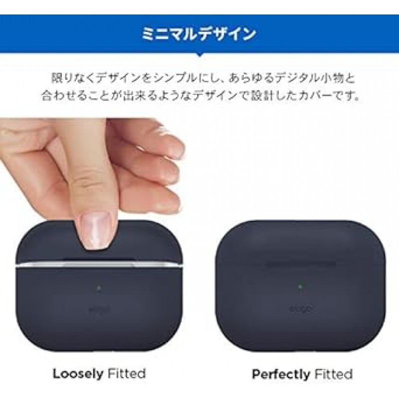 [elago] AirPods Pro 호환 케이스, 충격 방지, 심플, 실리콘 커버, 충격 흡수, 슬림, 소프트, 케이스 커버, 긁힘 방지, 보호 액세서리, Apple AirPodsPro MWP22J/A Air Pods Pro와 호환, 오리지널 베이직 나이트 글로우 블루