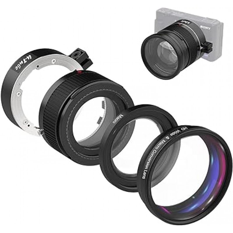 Iboolo&EooEye 2인1 크리에이티브 18mm HD 광각 & 10배 매크로 추가 렌즈 세트 Sony ZV1/Sony ZV-1 카메라용 연장 튜브 부착