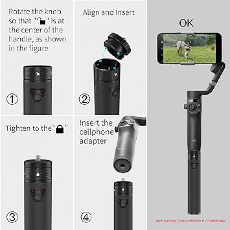 Smatree DJI Osmo Mobile SE/6/5/4SE/3 충전기, 이중 충전, 5,000mAh 배터리, 충전식 확장 로드, 1/4홀, 삼각대 장착 가능, DJI Mobile 6 충전 공간, Vlog, Tik Tok, YouTube, 동영상 녹화, 가지고 다닐 수 있는