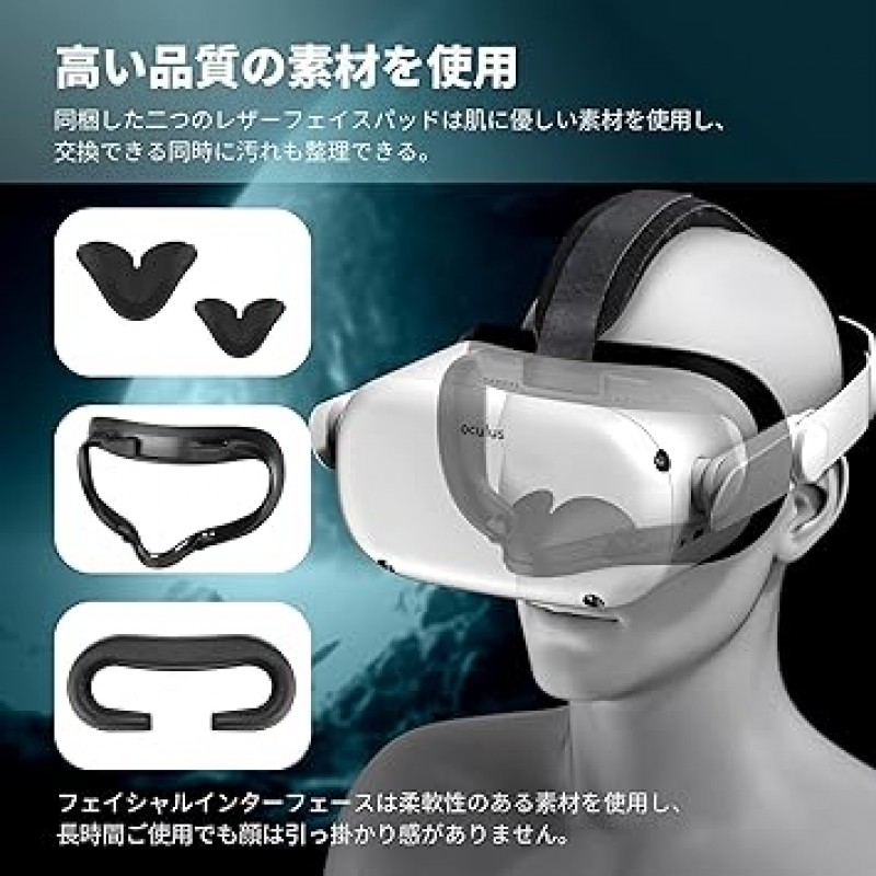 NIMASO 듀얼 팬 페이셜 인터페이스 Oculus Quest 2와 호환 모델 번호 FQ2-02 가벼운 누출 방지 패드 PU 폼 교체 패드 교체 통기성 세척 가능 빛 누출 감소 공기 순환 눈을 피하면서 얼굴 주변의 땀 감소 NFA22K620