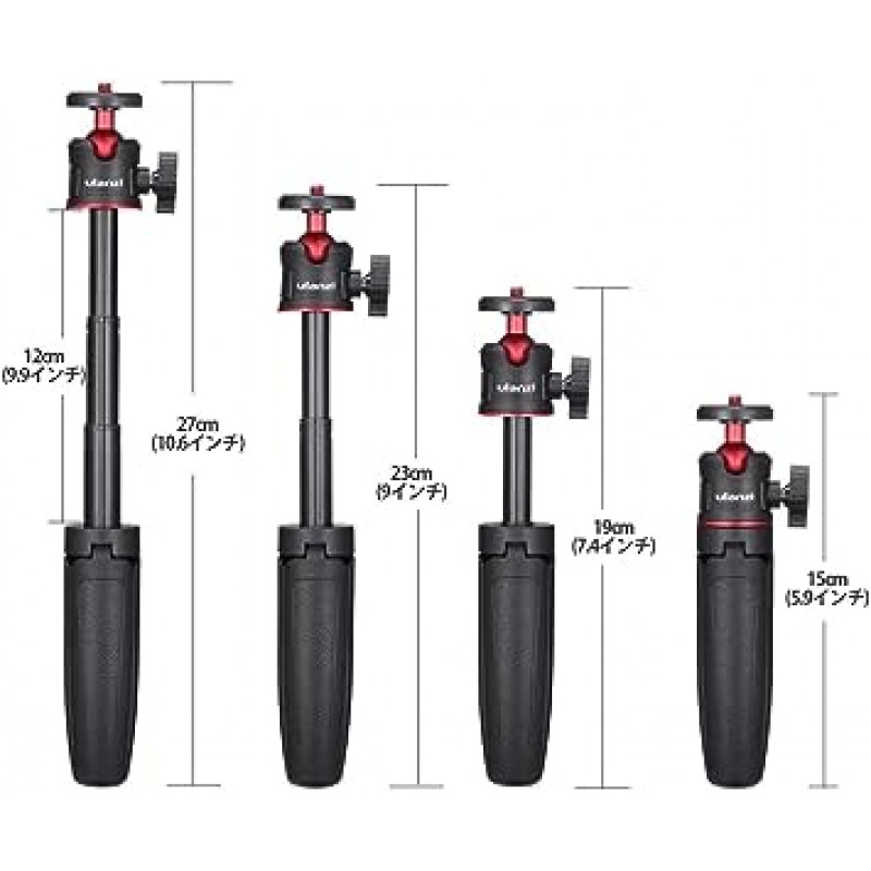 ULANZI MT-08 카메라 삼각대 스탠드, 3방향, 3단 텔레스코픽, 고무 그립, 프리 헤드 스탠드, 경량, 브이로그, 셀카봉, 휴대용, 휴대용, 안정적, 소니 A6600/A6400/A6300/A6000/RX100 VII/A7 III/ZV-1/Fujifilm X-T100 X-T200 X-T4/Canon M6/G7X Mark III/적용