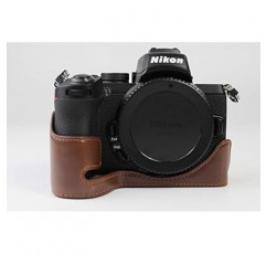 Koowl 호환 Nikon Z30 Z50 카메라 가방 카메라 케이스, Koowl 핸드메이드 최고급 PU 가죽 카메라 하프 케이스, Nikon Z30 Z50 SLR 카메라 케이스, 방수, 방진, 휴대용, 오픈워크 베이스 + 핸드 스트랩(커피)