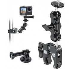 UURig BH-09 슈퍼 클램프 클램프 마운트 360° 회전 볼 헤드 암 1/4 나사 40mm 그립 너비 스마트폰, GoPro, Insta 360, DJI 액션, 액션 캠, SLR, 디지털 카메라, 캠코더용 자전거 오토바이 오토바이 클립 마운트