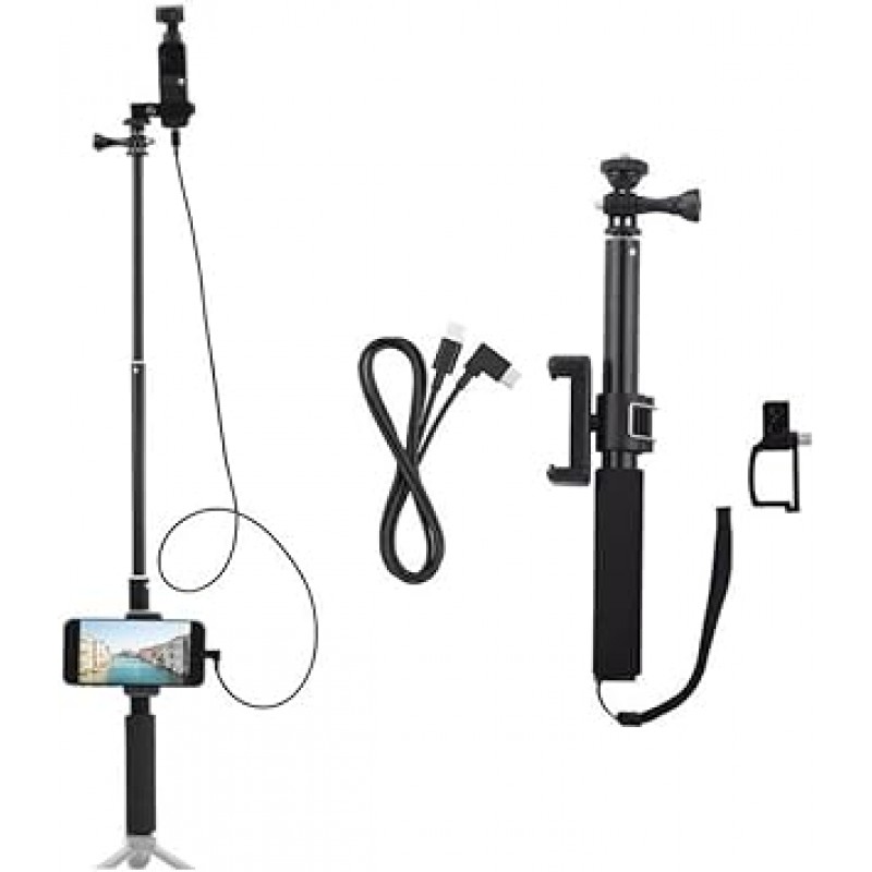 Taoricup DJI Pocket 2/OSMO Pocket Compatible Selfie Stick Extension Rod + 스마트폰 고정 클립 액세서리(Type-c용)