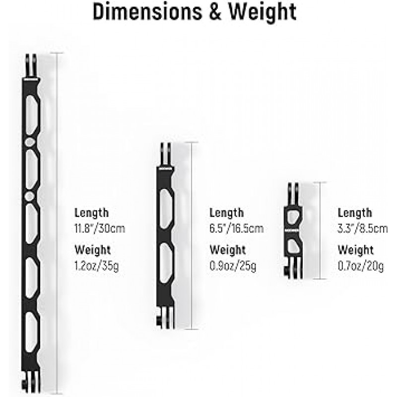 NEEWER 7개 GoPro 액세서리용 연장 암 헬멧 마운트 GoPro Hero와 호환되는 3개의 엄지 나사 및 1/4