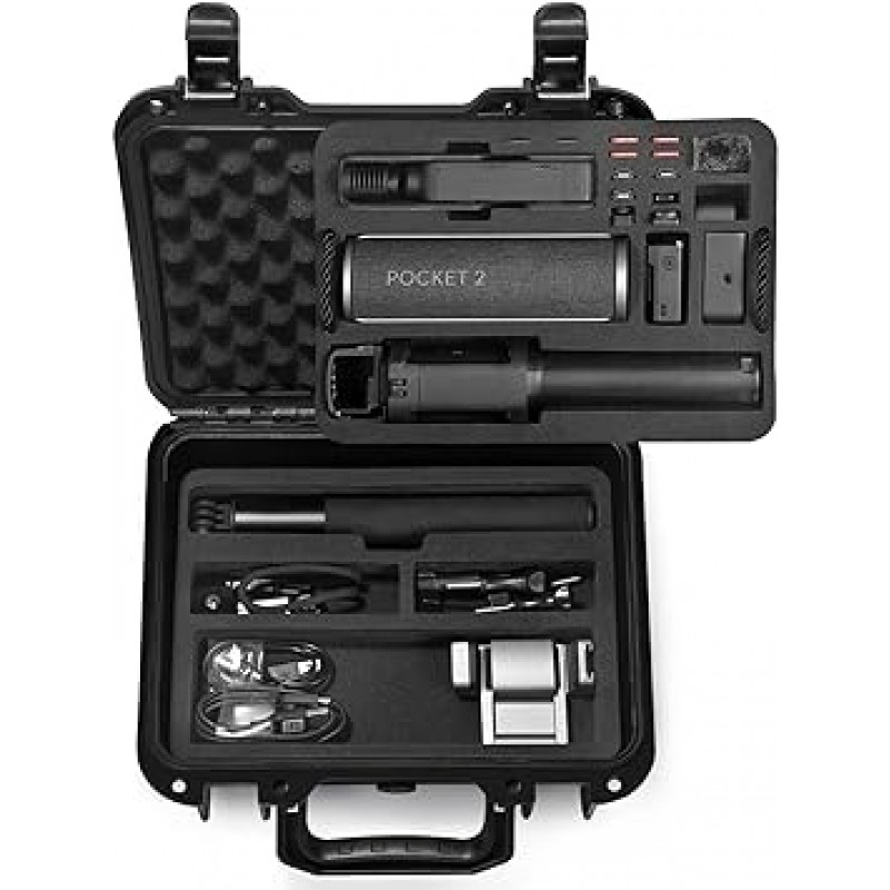 Lekufee DJI Pocket 2 케이스, DJI Pocket 2 Creator 콤보/DJI Pocket 2 익스클루시브 콤보(선셋 화이트) 및 기타 DJI Osmo Pocket 액세서리용 방수 보관 케이스(경량, 전체 보호, 방진, 충격 방지 및 긁힘 방지)(케이스만), 블랙, 여행, 스포츠, 방황, 캠핑, 실내 또는 실외