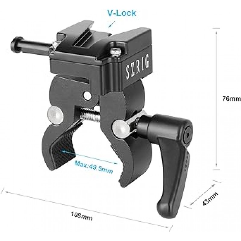 범용 V 잠금 마운트가있는 SZRIG 크랩 클램프 DSLR 카메라 배터리 액세서리 용 퀵 릴리스 어댑터