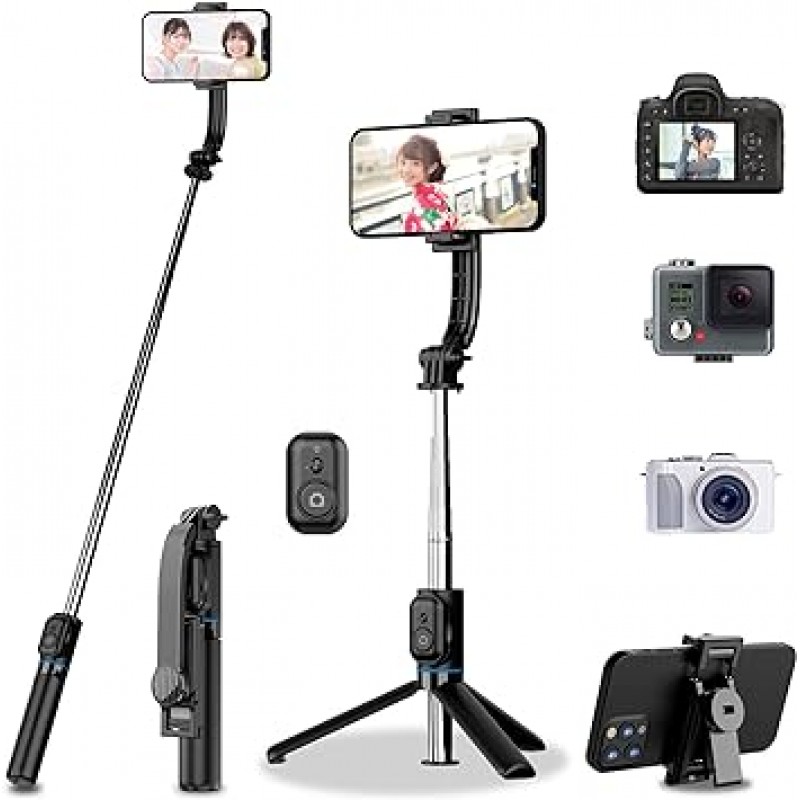 Selfie Stick, iPhone Jidori Stick, 2023 Industry New & 스마트폰 스탠드, GoPro와 호환 가능, 디지털 카메라, 탁상용, 경량, 360° 회전, 무선 원격 제어, 완벽한 셀카, 사진 녹화, 라이브 방송, 비디오 시청, 다양한 모델과 호환 가능 , iPhone, Android, 스마트폰 등(일본어 취급 설명서 부속)