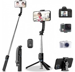 Selfie Stick, iPhone Jidori Stick, 2023 Industry New & 스마트폰 스탠드, GoPro와 호환 가능, 디지털 카메라, 탁상용, 경량, 360° 회전, 무선 원격 제어, 완벽한 셀카, 사진 녹화, 라이브 방송, 비디오 시청, 다양한 모델과 호환 가능 , iPhone, Android, 스마트폰 등(일본어 취급 설명서 부속)