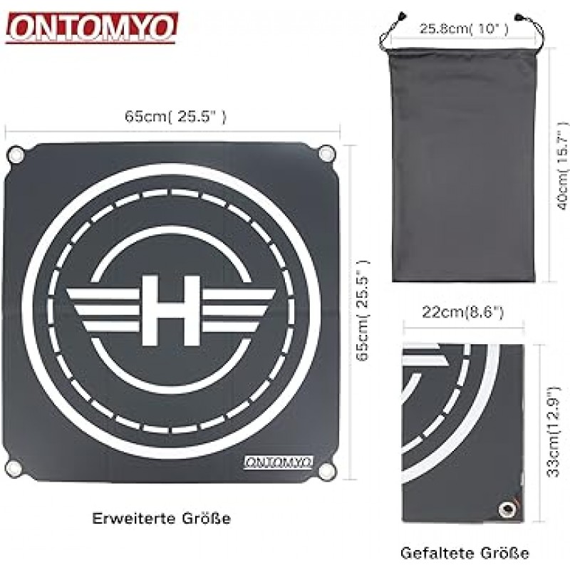 ONTOMYO 25.5인치 Mini 3 Pro 드론 랜딩 패드 - DJI Mini 3 Pro, Mini 2 Mini 2, Mavic Mini SE, Mavic Mini, DJI AVATA, DJI Air 2, S/M/avic Air 2용 접이식 양면 범용 방수 65cm 랜딩 패드 , FPV, Mavic 2 Pro/Zoom 드론 액세서리(25.5인치)