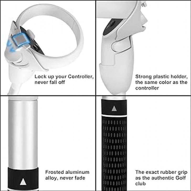 Quest 2 용 SOULWIT 골프 클럽 핸들 Quest2 용 컨트롤러 핸들 확장 핸들 Long Bar VR 액세서리 몰입 증가 쉬운 설치 오른손 - 흰색