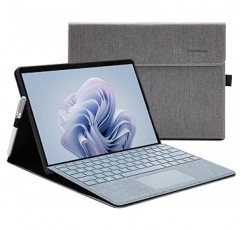 Microsoft Surface Pro 9 2022 케이스용 Omnpak 보호 커버, 보호 커버, Surface Pro 9 커버, 내장 표면 보호, Polyvision, 스탠드 케이스, 키보드 보관 가능, 경량, 얇은, 펜 홀더, PU 스마트 커버