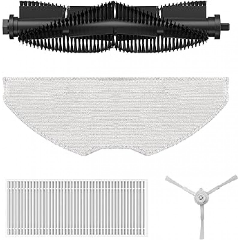 SwitchBot 로봇 진공 청소기 소모품 세트 교체 부품 - 메인 브러시(1) + 사이드 브러시(2) + (2) 필터 + (2) 대걸레(2) S1/S1 Plus 액세서리