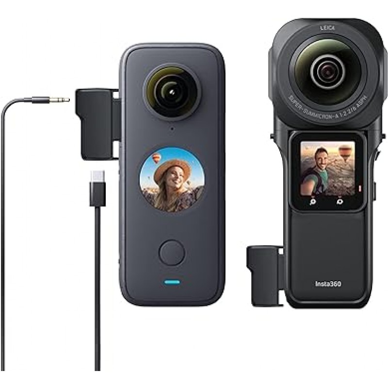 CYNOVA Insta360 마이크 어댑터(세로형) Insta360 ONE RS 1인치 전용 0.1인치(3.5mm) / Type-C 컨버터 어댑터, 충전 및 녹음, 외부 마이크(ONE X2, ONE RS 1인치, 360도 버전 호환)