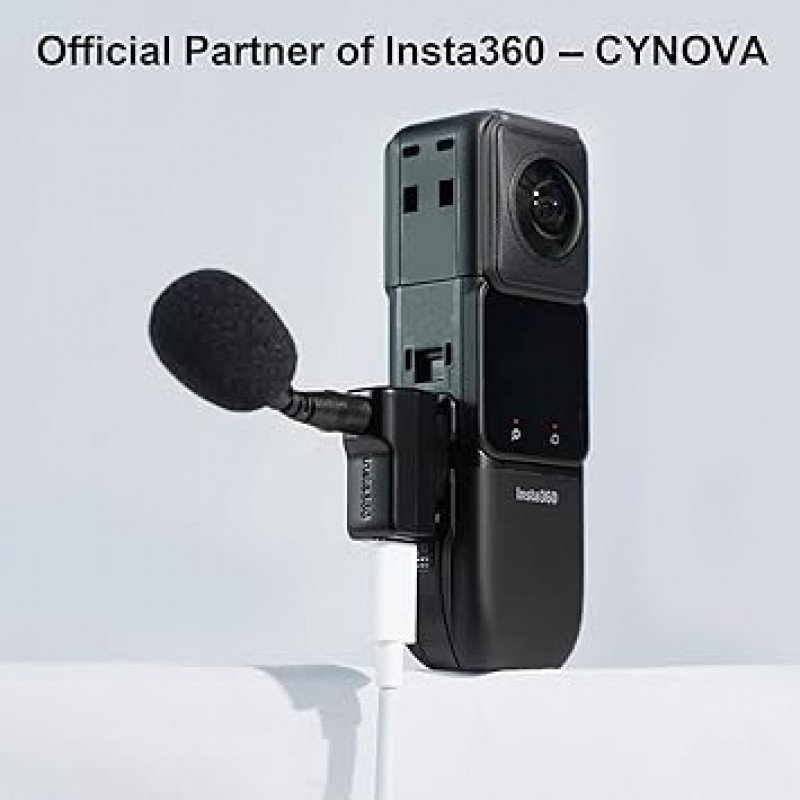 CYNOVA Insta360 마이크 어댑터(세로형) Insta360 ONE RS 1인치 전용 0.1인치(3.5mm) / Type-C 컨버터 어댑터, 충전 및 녹음, 외부 마이크(ONE X2, ONE RS 1인치, 360도 버전 호환)