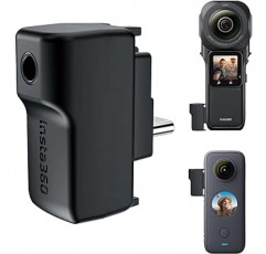 CYNOVA Insta360 마이크 어댑터(세로형) Insta360 ONE RS 1인치 전용 0.1인치(3.5mm) / Type-C 컨버터 어댑터, 충전 및 녹음, 외부 마이크(ONE X2, ONE RS 1인치, 360도 버전 호환)