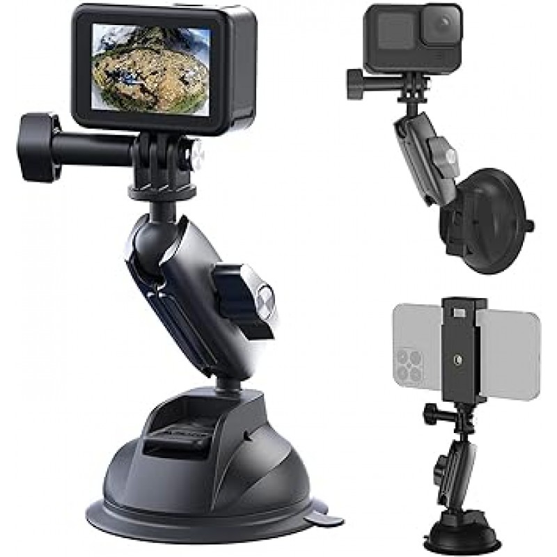 Gopro 11/10/9, Gopro 8, Gopro Max, ONE X/X2, ONE R, ONE, 360° 조정, 안정적인 흡입, OSMO Pocket 2, OSMO Action, OSMO Pocket, 액션 카메라용 TELESIN 액션 카메라 흡입 컵 자동차 홀더 부속품