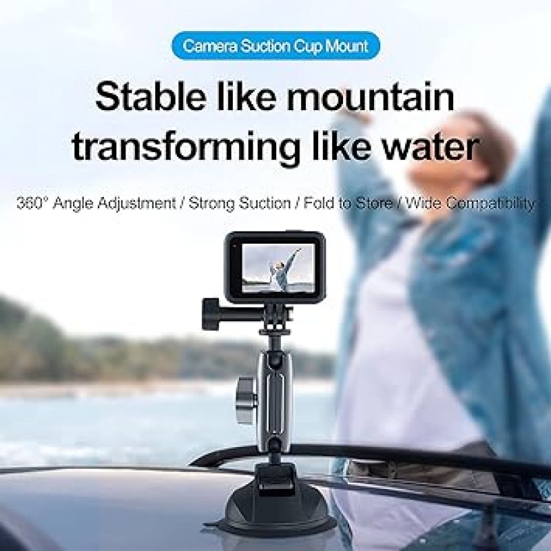 Gopro 11/10/9, Gopro 8, Gopro Max, ONE X/X2, ONE R, ONE, 360° 조정, 안정적인 흡입, OSMO Pocket 2, OSMO Action, OSMO Pocket, 액션 카메라용 TELESIN 액션 카메라 흡입 컵 자동차 홀더 부속품