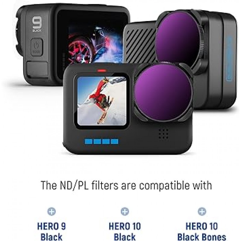 GoPro Hero 11 10 Black Hero 9, 4팩(ND8/PL, ND16/PL, ND32/PL, ND64/PL)과 호환되는 NEEWER ND/CPL 필터 세트 멀티 코팅 HD 유리, 액션 카메라 액세서리, 중립 밀도/편광 필터