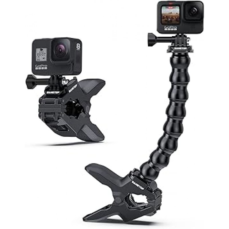 Sametop Jaws Flex Clamp Mount with Jaws Gooseneck for GoPro Hero용 카메라 액세서리 11 10 9 8 7 6 5 4 Session 3+ 3 2 1 Hero(2018) Fusion DJI Osmo 및 기타 액션 카메라