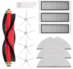 Roborock S6 MaxV /S6 /S6 Pure /S5 Max /E5 /E4 교체용 액세서리 키트, Roborock 일본 보증, 소모품(12개 세트), 대걸레 3개, 메인 브러시 1개, 측면 브러시 4개, 에어 필터 3개, 청소용 브러시 1개