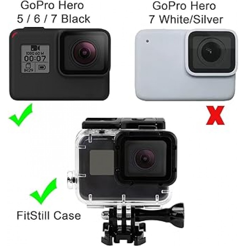 GoPro HERO 7/6/5 블랙(2018) 블랙과 호환 | 이중 잠금 | 45M 다이빙 | 방수 방진 보호 하우징 | 수중 촬영을 위한 Go Pro Hero7 Hero6 Hero5 액션 카메라와 호환 가능