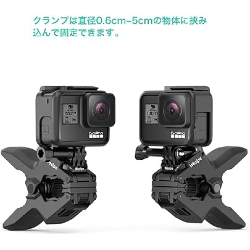 [웰프] Jaws Flex Clamp Mount for GoPro with Jaws Gooseneck for Hero 11, 10, 9, 8, 7, Max, Fusion, Hero (2018), 6, 5, 4, Session, 3+, 3, 2, 1, DJI 오즈모, 샤오미 이순신