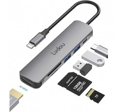 USB C 허브 어댑터 6-in-1 Lvdou 멀티 포트 USB 허브 Type-C 85W PD 충전 4K HDMI 마이크로 SD / SD 카드 리더 USB-C MacBook Pro 13 14 15 16(2016-2021 M1), MacBook Air용 교체 어댑터 (2018-2021 M1), iPad Pro (2018-2021), Surface Pro 8, 7 / Go 3, 2(surface), Galaxy Book, Chromebook 및 기타 노트북