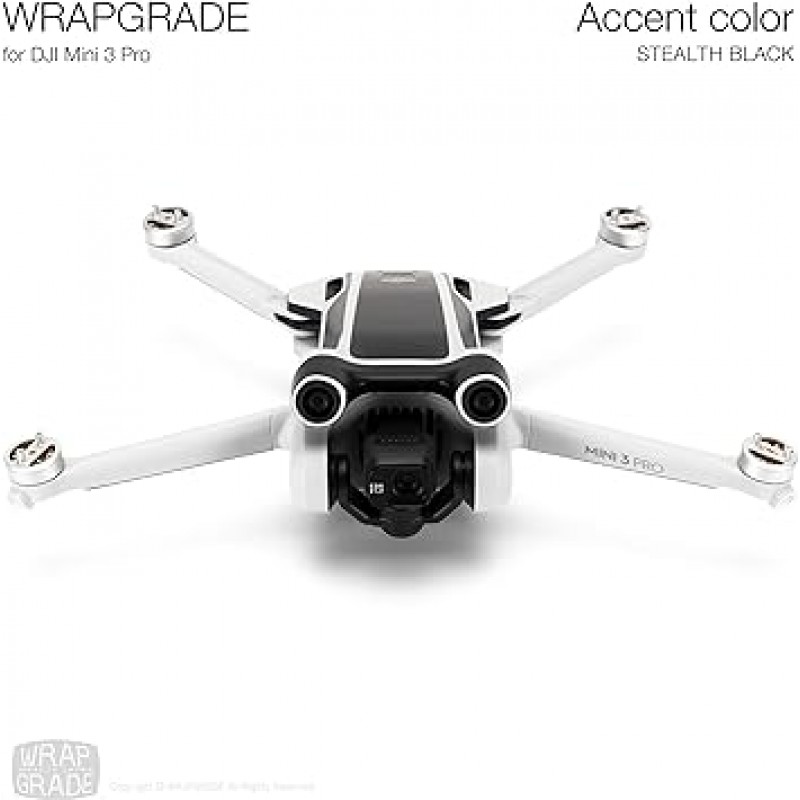 DJI Mini 3 Pro용 WRAPGRADE 액센트 컬러 스킨 스티커(스텔스 블랙)