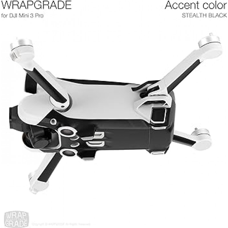 DJI Mini 3 Pro용 WRAPGRADE 액센트 컬러 스킨 스티커(스텔스 블랙)