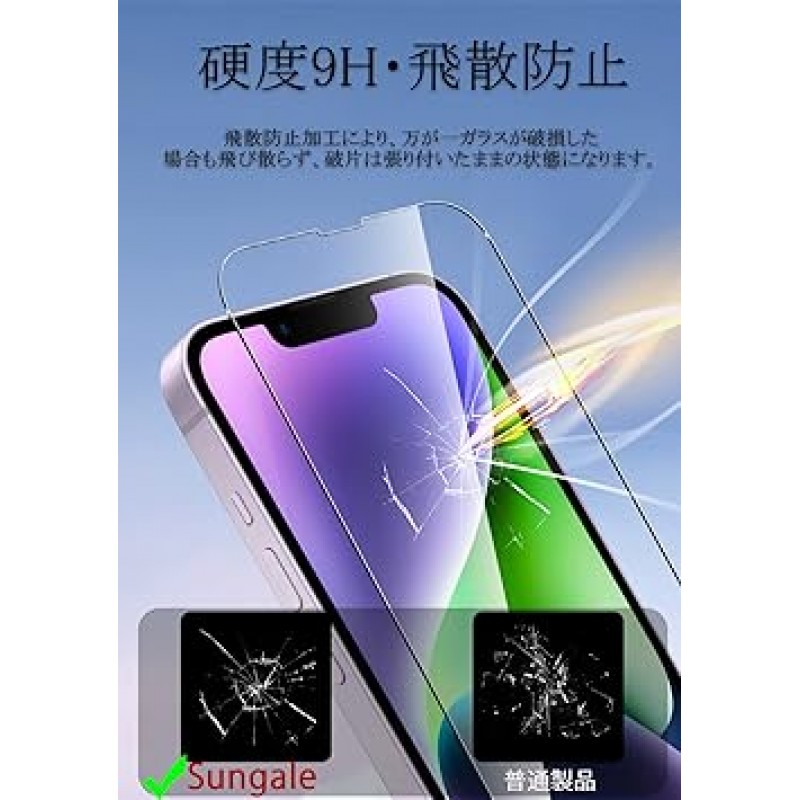 Sungale iPhone14 유리 필름 2 + iPhone 14 카메라 필름 2 x iPhone 14 필름 iPhone 14용 보호 필름 전체 보호 강화 유리 얇은 Aifon 14 카메라 보호 유리 충격 방지 비산 방지 라운드 에지 iPhone 14와 호환 필름 가이드 프레임 6.1인치