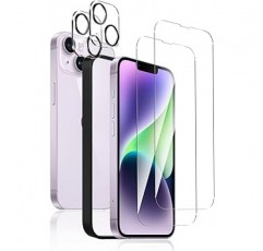 Sungale iPhone14 유리 필름 2 + iPhone 14 카메라 필름 2 x iPhone 14 필름 iPhone 14용 보호 필름 전체 보호 강화 유리 얇은 Aifon 14 카메라 보호 유리 충격 방지 비산 방지 라운드 에지 iPhone 14와 호환 필름 가이드 프레임 6.1인치