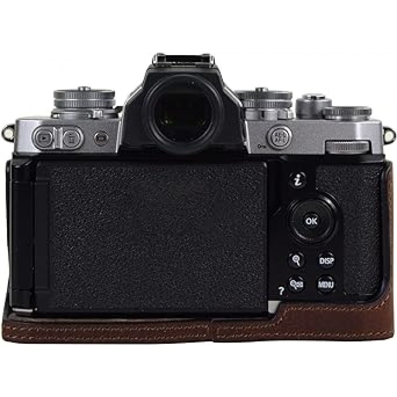 kinokoo Nikon 미러리스 SLR 카메라 Z FC 케이스, Zfc 케이스, 카메라 보호 케이스, 교체용 배터리, 삼각대 나사 구멍, 하프 케이스, 핸드 그립, 오래 지속되는, 선물 가방 포장, 정품 가죽, 브라운, 레트로