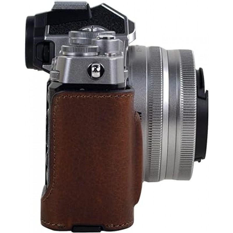 kinokoo Nikon 미러리스 SLR 카메라 Z FC 케이스, Zfc 케이스, 카메라 보호 케이스, 교체용 배터리, 삼각대 나사 구멍, 하프 케이스, 핸드 그립, 오래 지속되는, 선물 가방 포장, 정품 가죽, 브라운, 레트로