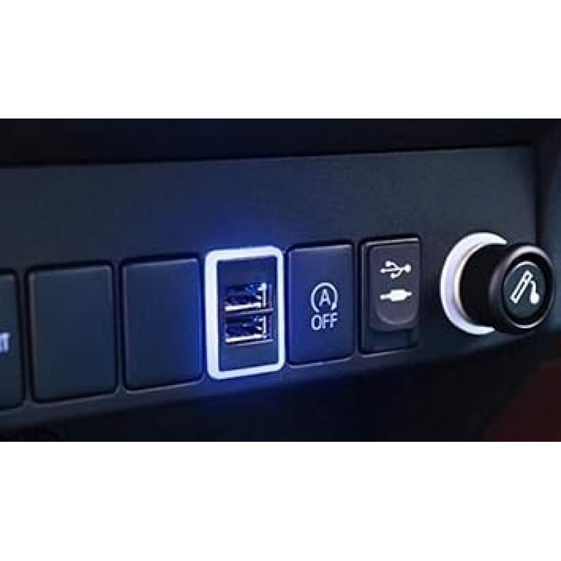 [급속충전 지원] QC3.0 Toyota A-Type USB 전원 스위치 홀 패널 2포트, LED, 블루 일루미네이션, 태블릿, 스마트폰, Alphard, 20/30 시리즈, Prius, 30 시리즈, 50 시리즈, Voxy 70 시리즈, 80 시리즈, 수건 세트