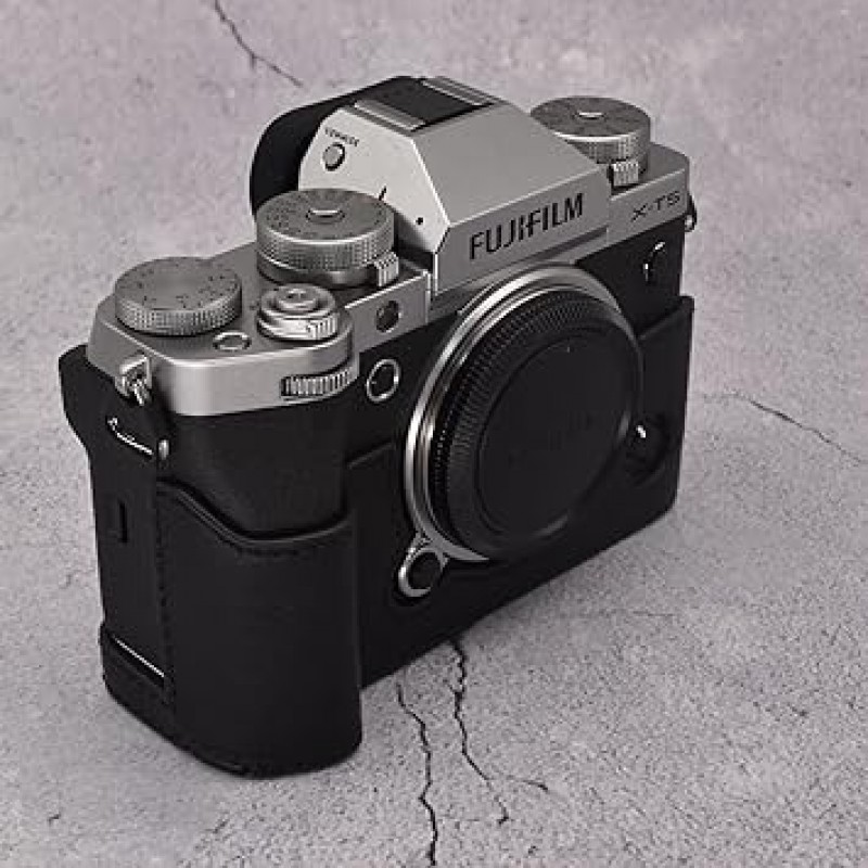 kinokoo XT5 카메라 케이스, FUJIFILM X-T5 케이스, XT5 커버, XT5 커버, XT5 본체 케이스, 배터리 교체용, 삼각대 마운트, 블랙, 모던